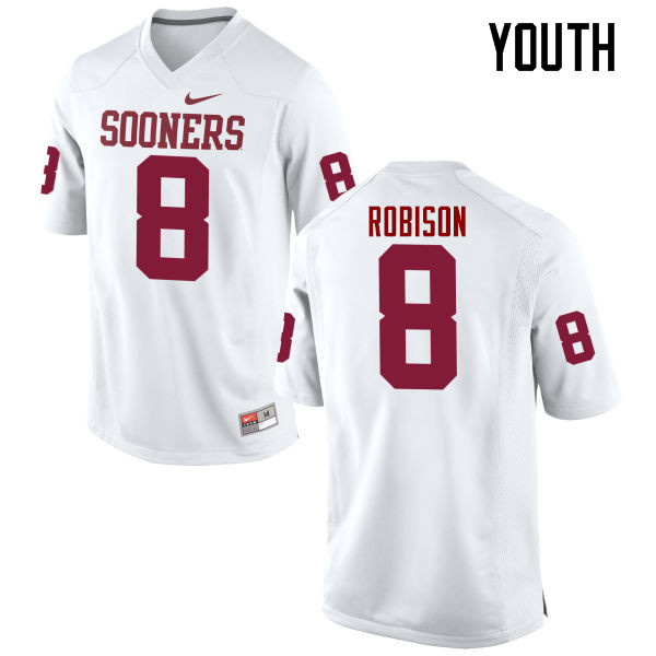 Youth Oklahoma Sooners #8 Chris Robison College Football Jerseys Game-White - Click Image to Close